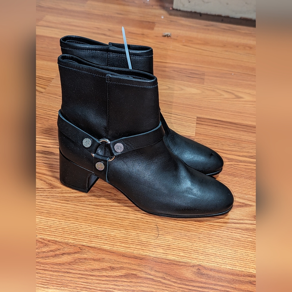 ZADIG & VOLTAIRE Leather Block Heel Ankle Boots - Picture 9 of 9